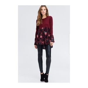 Long Sleeve, Round Neck Bell Sleeve Empire Waist